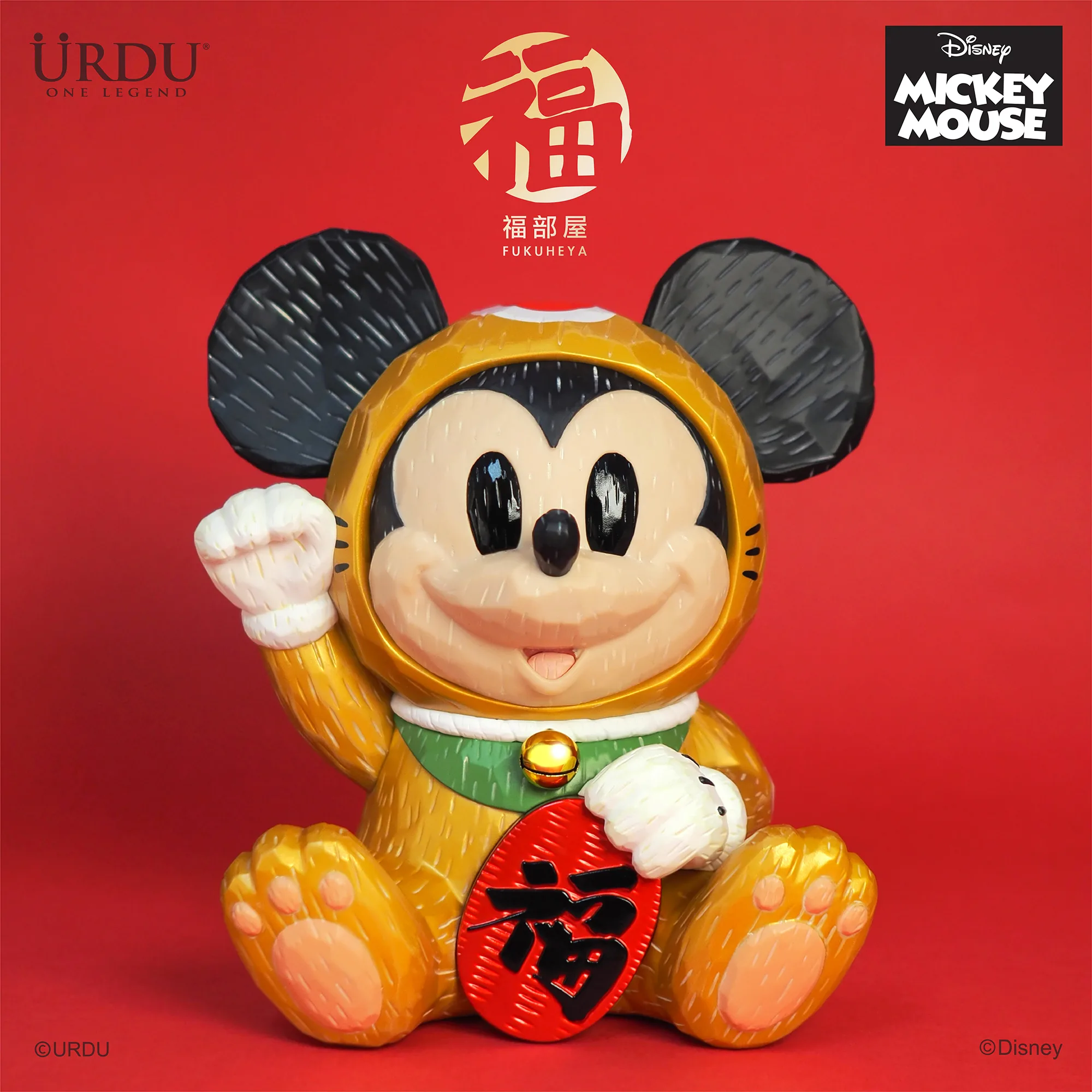 URDU / DISNEY FUKUHEYA MANEKI NEKO - MICKEY MOUSE (RED & GOLD VERSION)